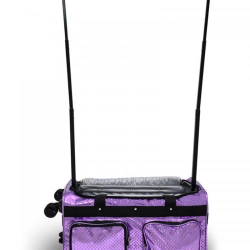 Dance bag with hangers-Large pink travel bag with rollers